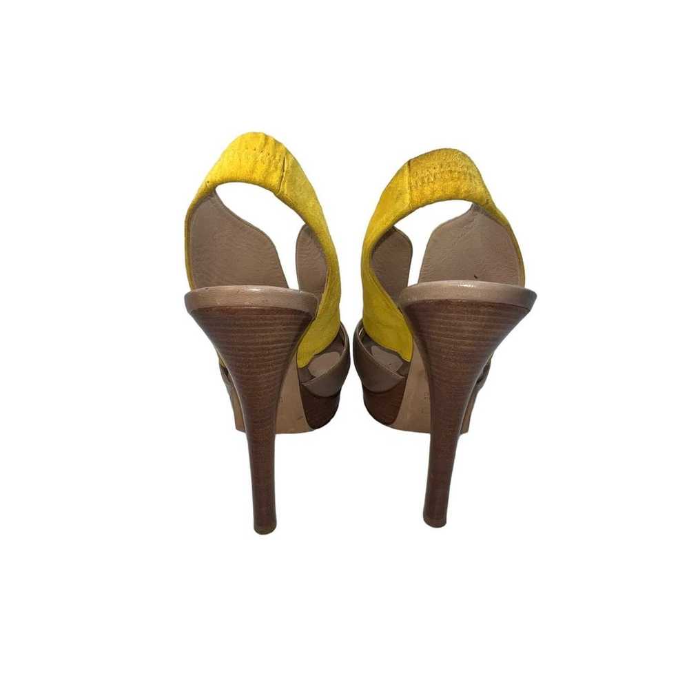 Fendi Yellow and Tan Leather Suede Bootie Heels - image 12