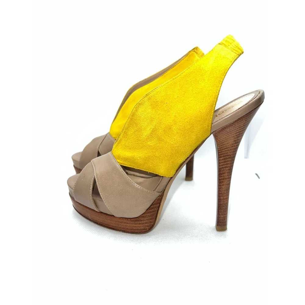 Fendi Yellow and Tan Leather Suede Bootie Heels - image 1