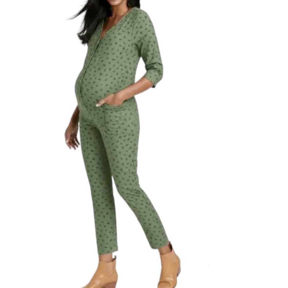 the nines by Hatch Floral Green Maternity Jumpsuit - image 1