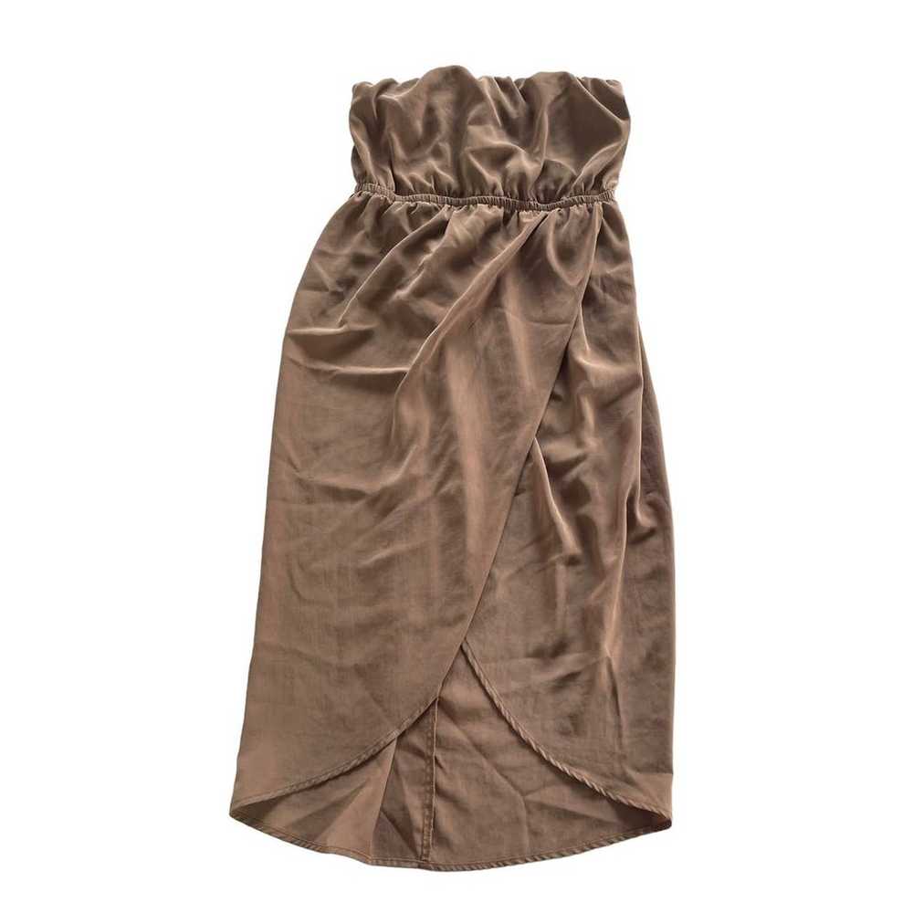 Lush Dress Women Small Brown Tan Strapless Faux W… - image 1