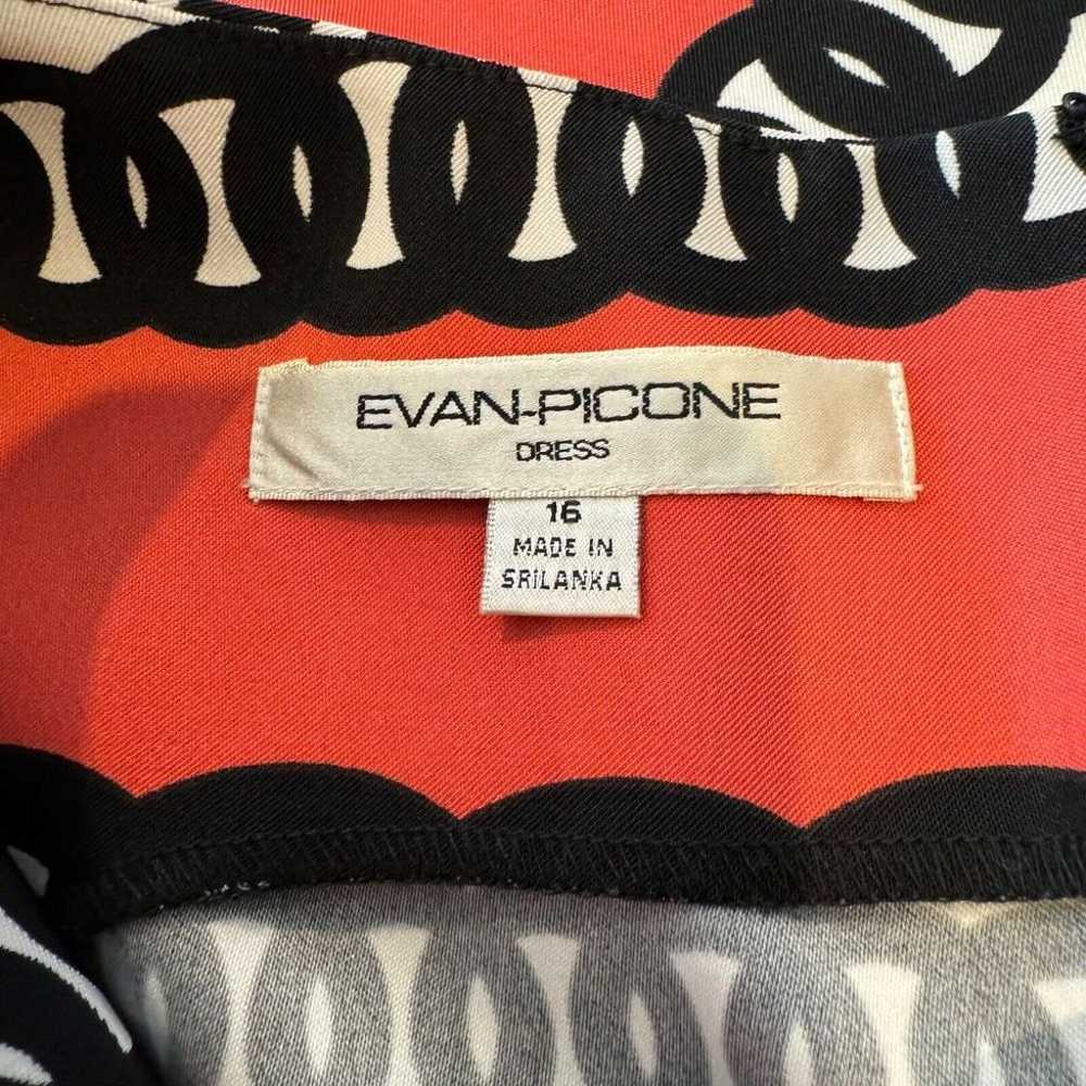 Evan-Picone Coral & Black Chain Print Shift Dress… - image 3