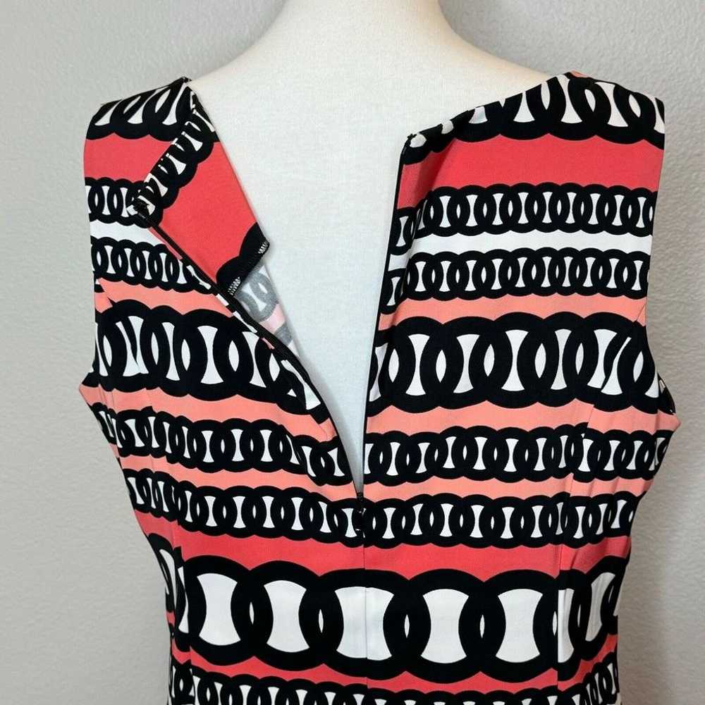 Evan-Picone Coral & Black Chain Print Shift Dress… - image 9