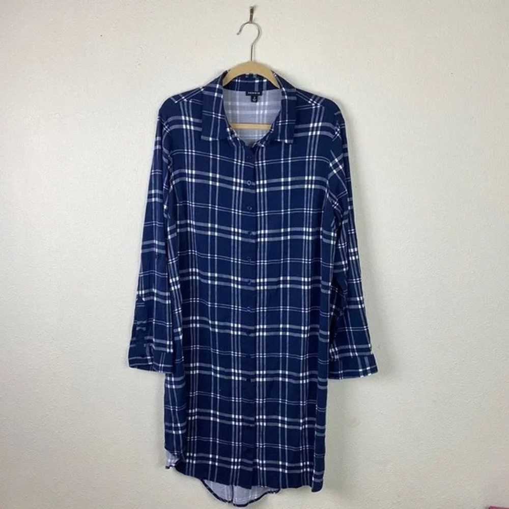 Torrid | Dark Blue Check Plaid Button Up Dress 2 … - image 1