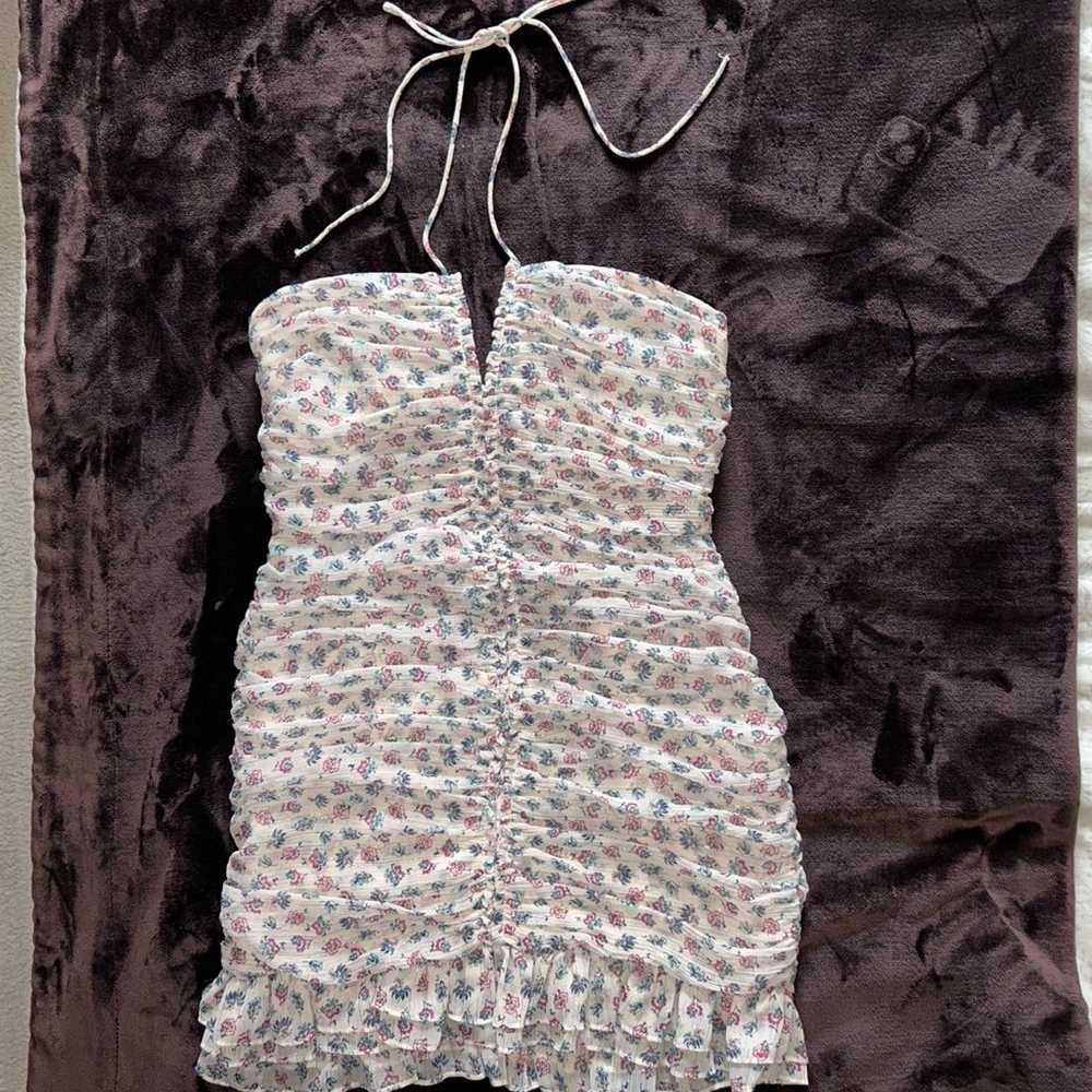 Zara metallic thread draped print dress size M - image 4