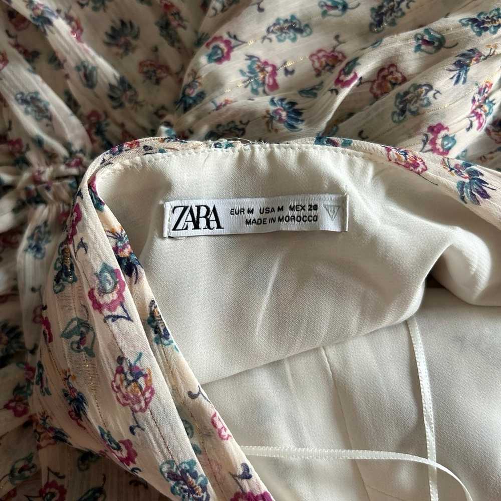 Zara metallic thread draped print dress size M - image 6