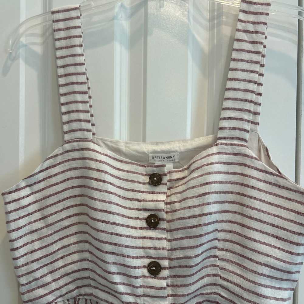 ARTISAN NY Button Down Striped Sleeveless Linen M… - image 3