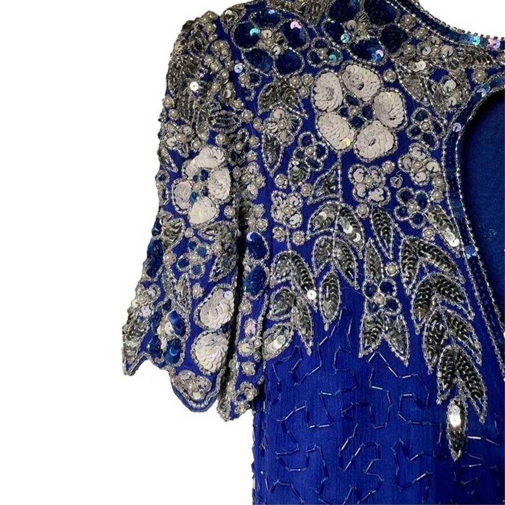 Eve's Allure Vintage Royal Blue Sequin Silk Eveni… - image 3