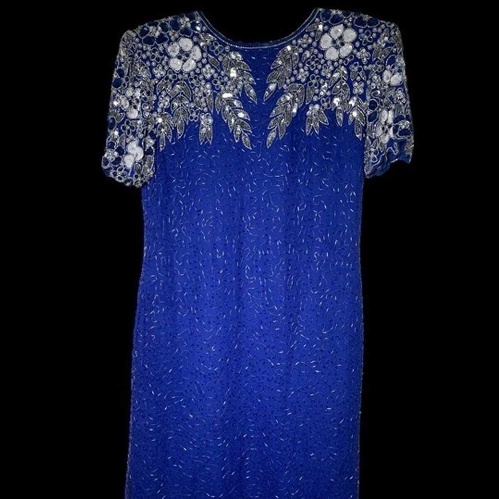 Eve's Allure Vintage Royal Blue Sequin Silk Eveni… - image 7
