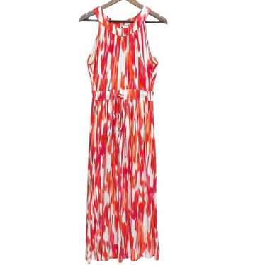 Calvin Klein Maxi Dress Women Size 16 Orange Slit… - image 1