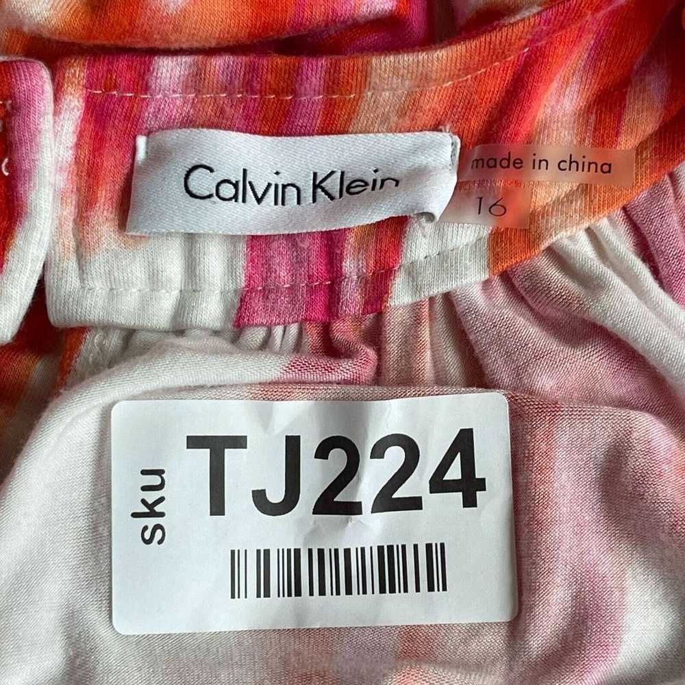 Calvin Klein Maxi Dress Women Size 16 Orange Slit… - image 8