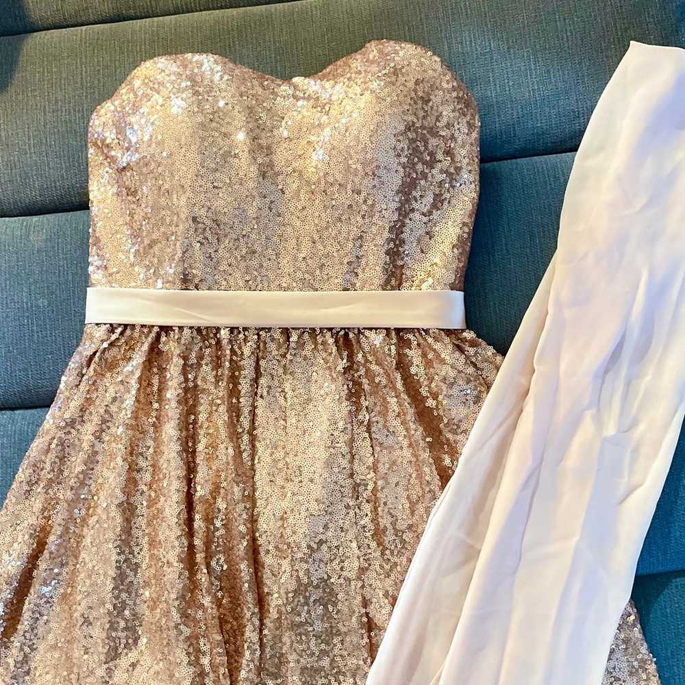Prom/Formal Rose Gold Sequin Mini Dress - image 2
