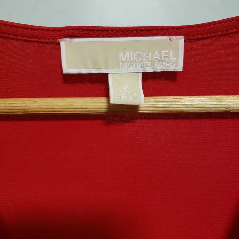 Michael Kors Red Faux Wrap Sleeveless Dress - image 11