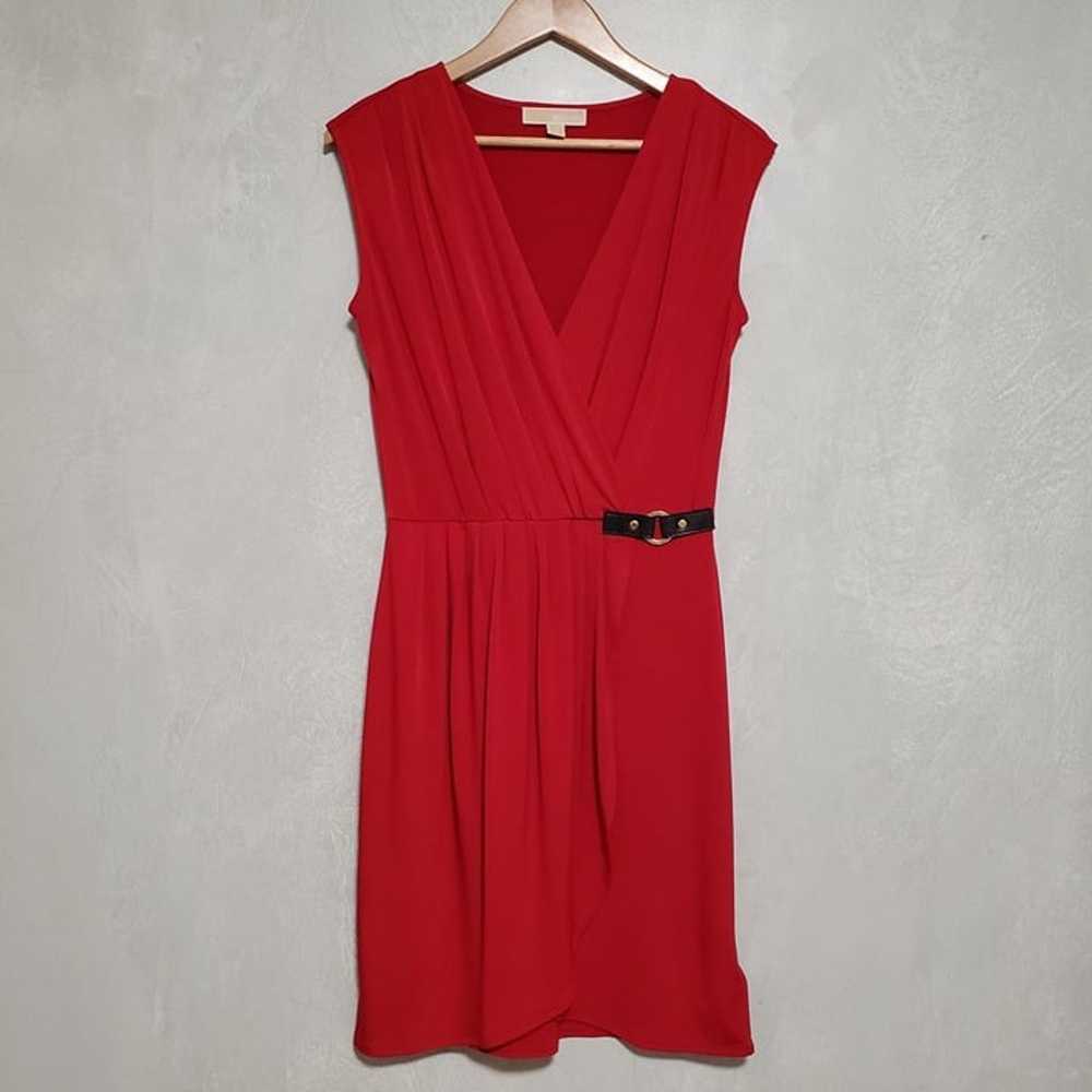 Michael Kors Red Faux Wrap Sleeveless Dress - image 1