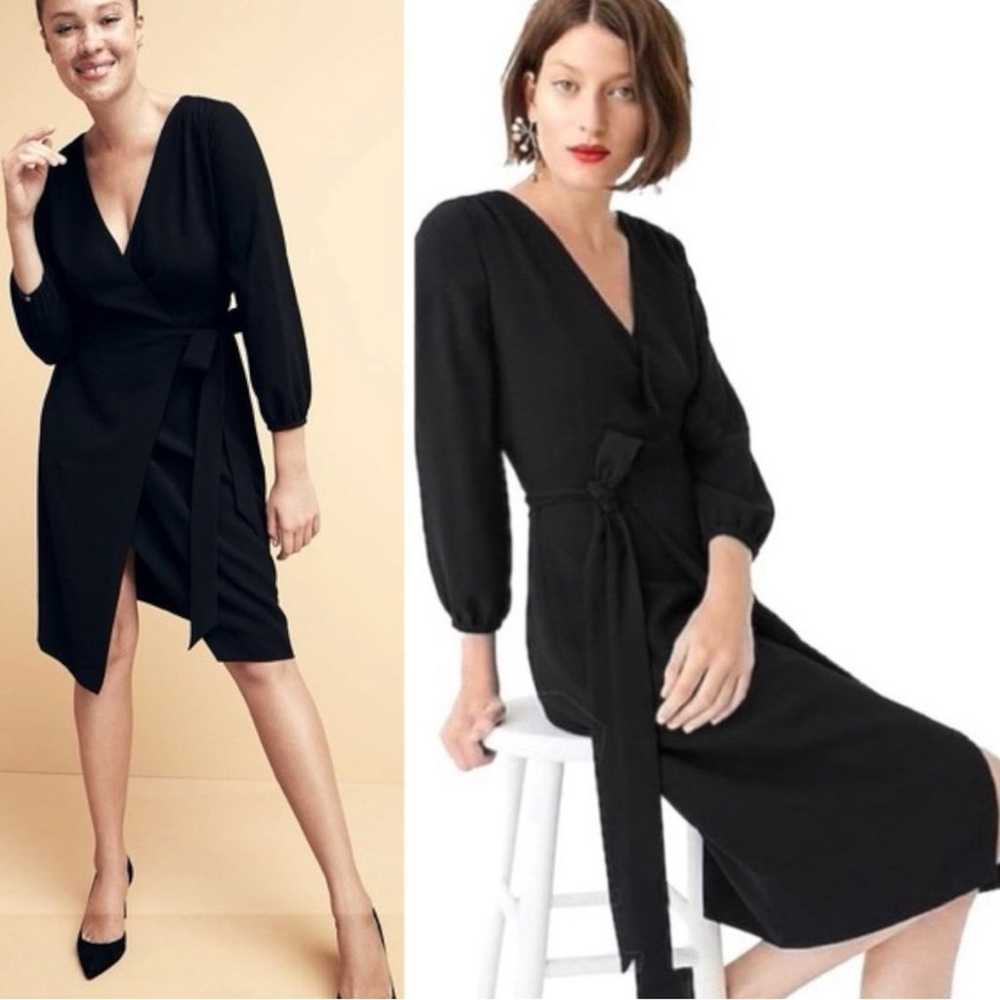 J.Crew 365 Crepe Wrap Dress Black Size 2 Classic … - image 12