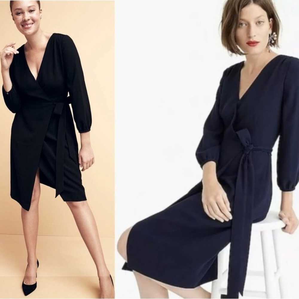 J.Crew 365 Crepe Wrap Dress Black Size 2 Classic … - image 2