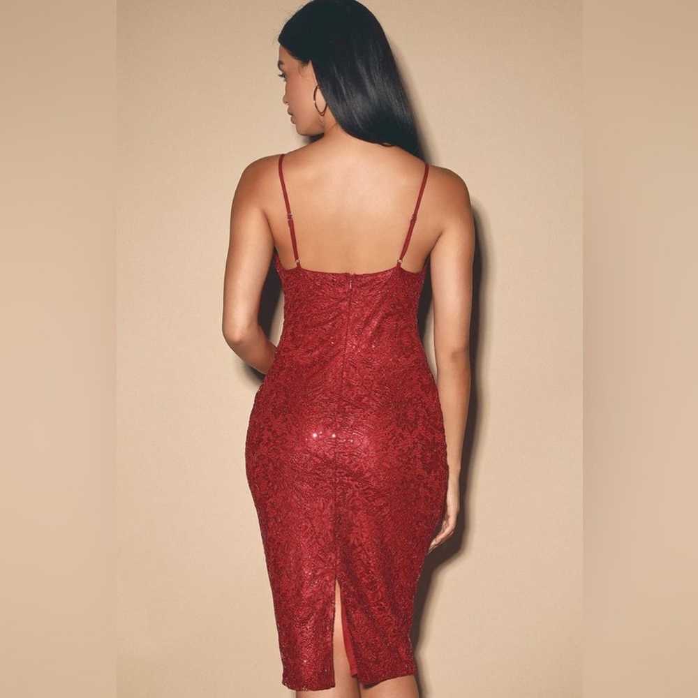 LULUS Cassius Red Sequin Lace Bodycon Dress Size … - image 10