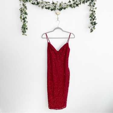 LULUS Cassius Red Sequin Lace Bodycon Dress Size … - image 1