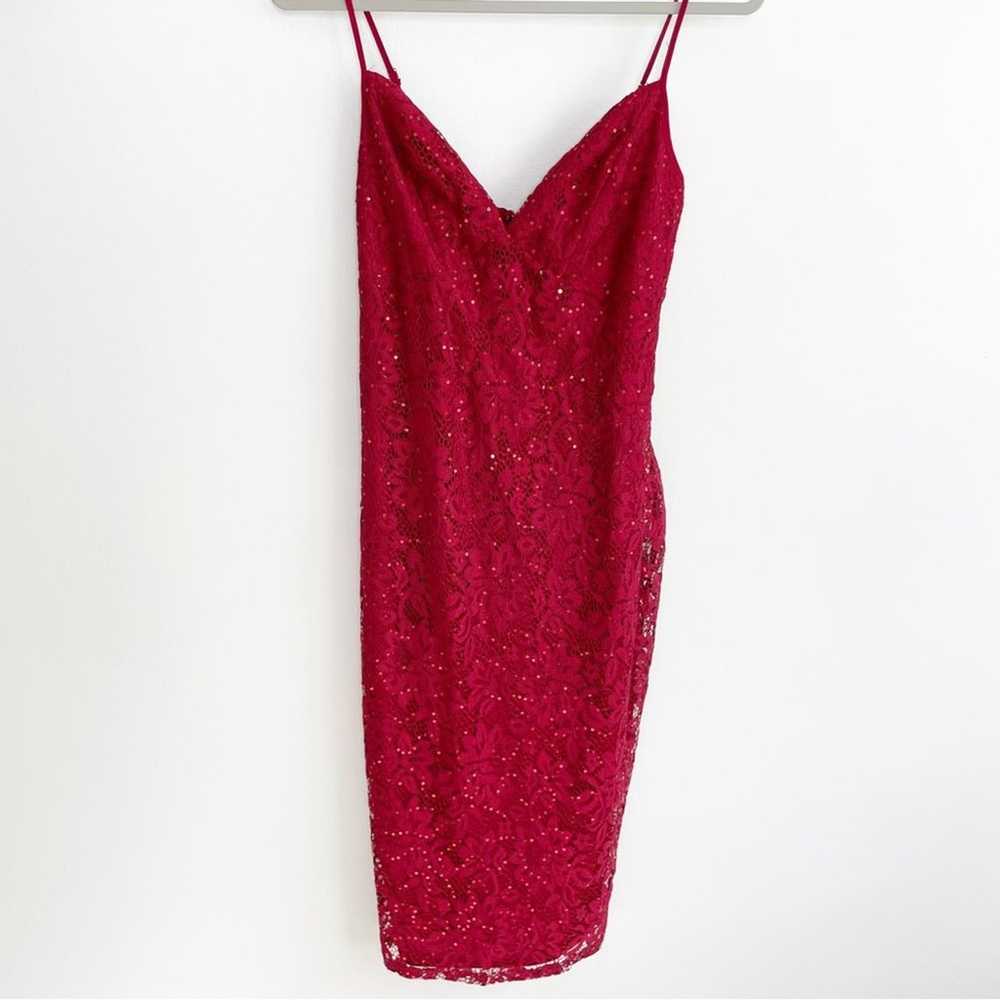 LULUS Cassius Red Sequin Lace Bodycon Dress Size … - image 3