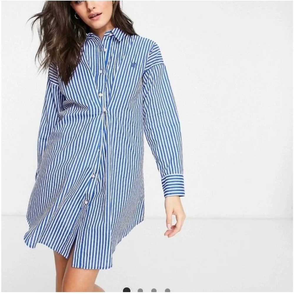River island stripe nipped mini shirt dress blue … - image 2