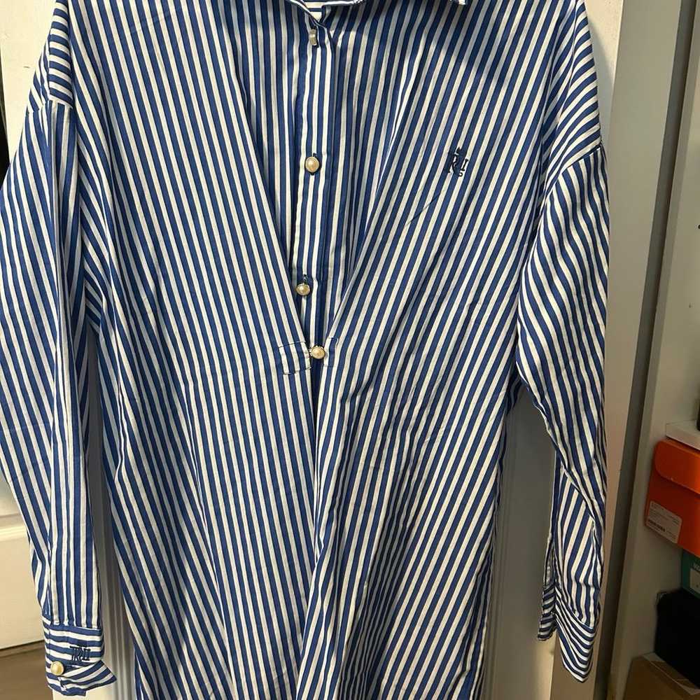 River island stripe nipped mini shirt dress blue … - image 4