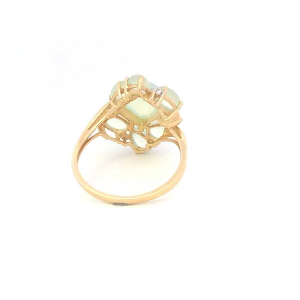 14K Green Quartz Diamond Cocktail Statement Ring … - image 3