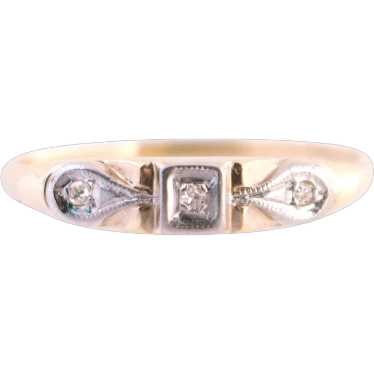 14K Two Tone 3 Diamond Ring