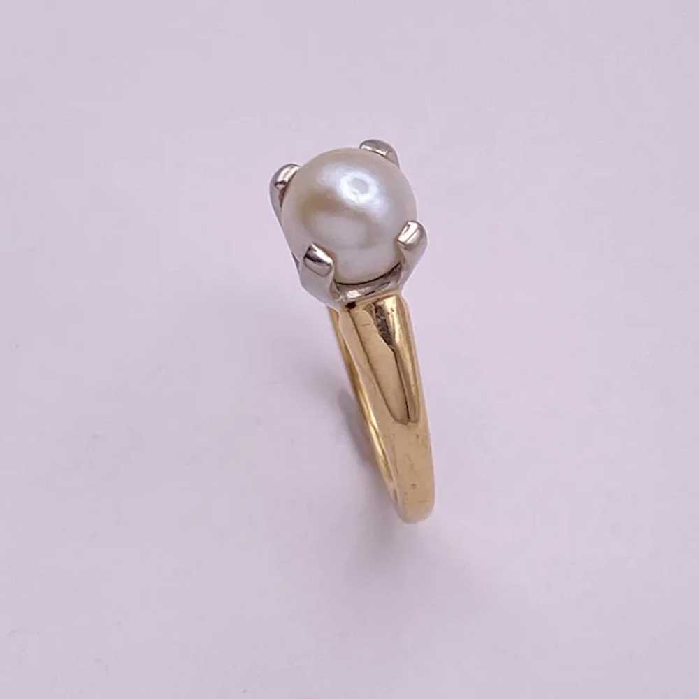 Classic Cultured Pearl Solitaire Ring 14K Two-Ton… - image 5