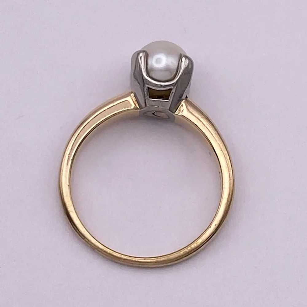 Classic Cultured Pearl Solitaire Ring 14K Two-Ton… - image 8
