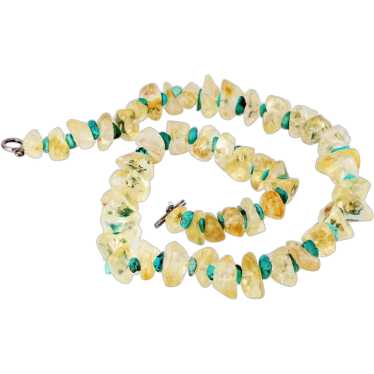 Citrine Nugget and Turquoise Chunky Necklace