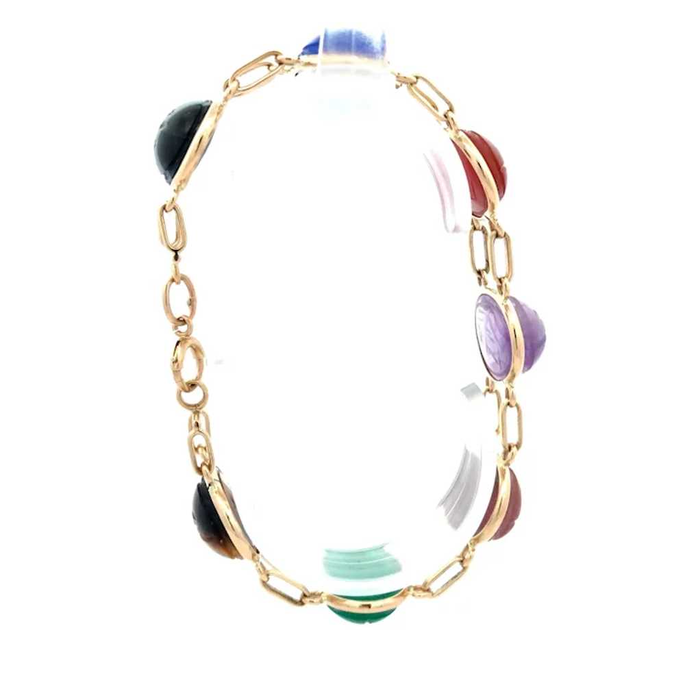 Vintage Multi Gemstone Scarab Bracelet in 14kt Go… - image 4