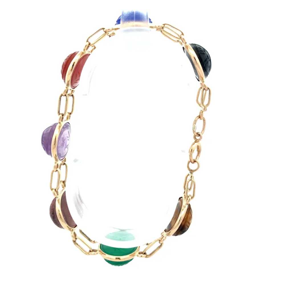 Vintage Multi Gemstone Scarab Bracelet in 14kt Go… - image 6