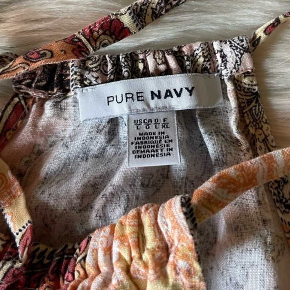 Pure Navy Paisley Patchwork Linen Midi Dress - image 11