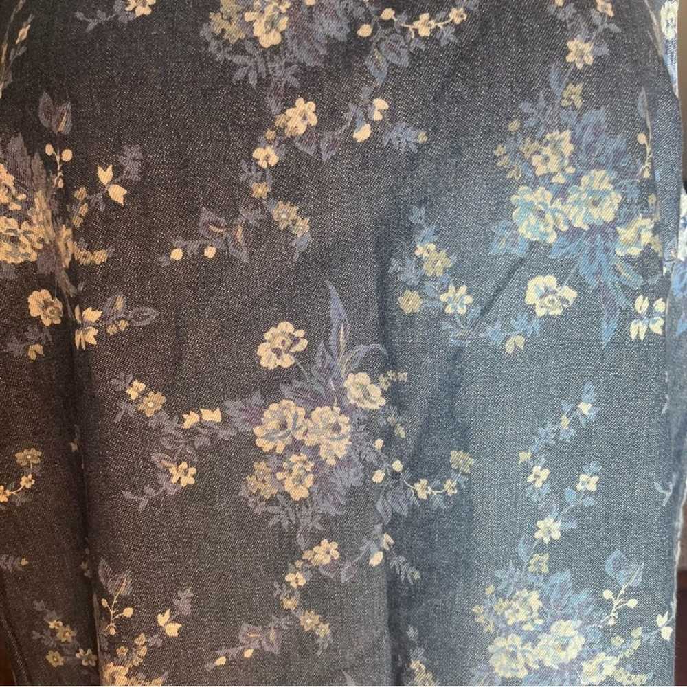 Vtg 90s Floral Chambray Boho Modest Cropped Jacke… - image 7