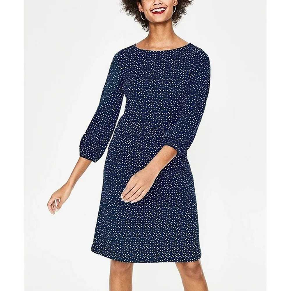 Boden Odelia Blue Star Print Jersey Dress, Size 4 - image 1