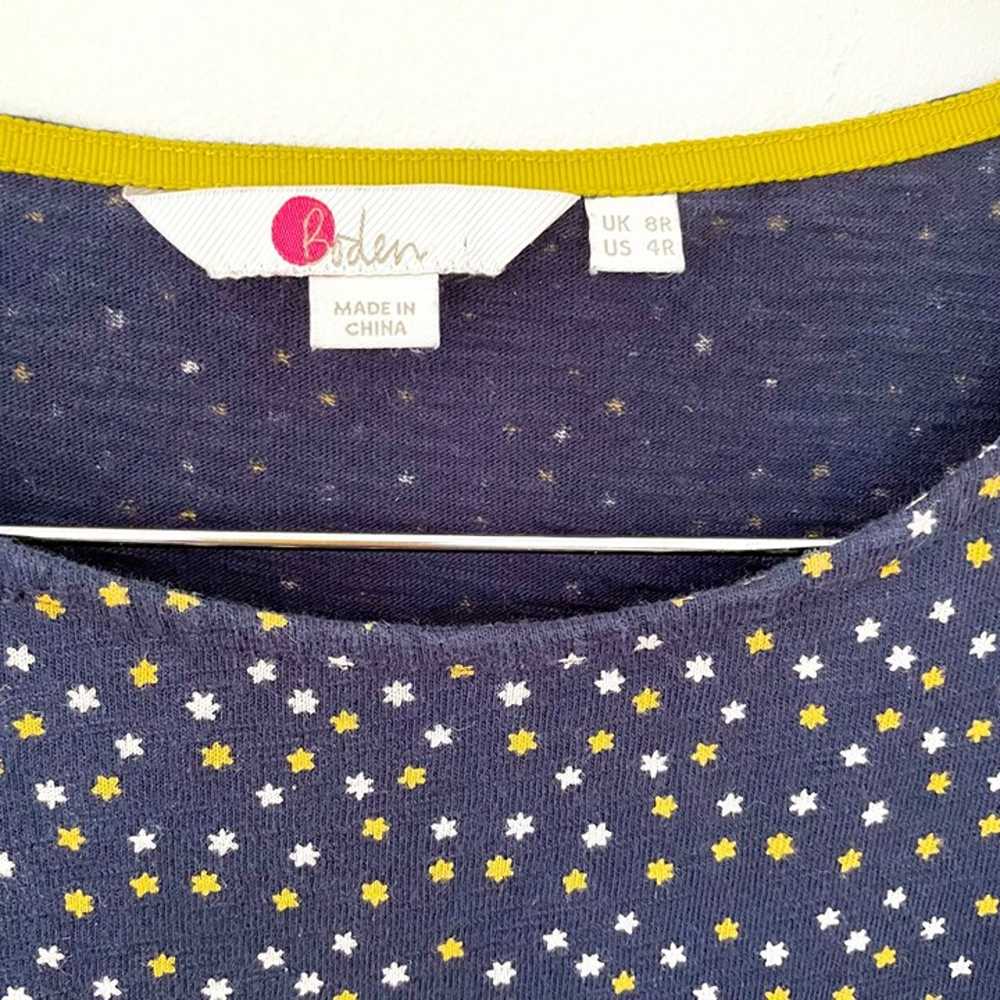 Boden Odelia Blue Star Print Jersey Dress, Size 4 - image 5