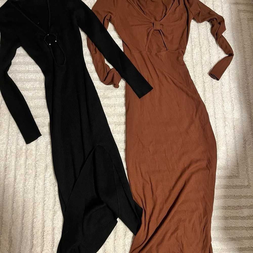 Sexy cut-out bodycon maxi dresses long sleeve M - image 4