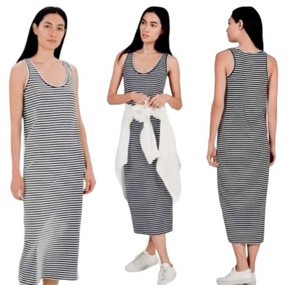 EVERLANE Black & White Striped Sleeveless Maxi Co… - image 1