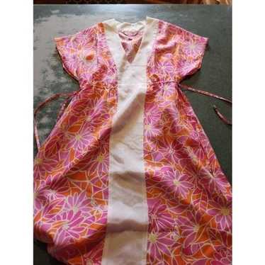 Lilly Pulitzer pink,orange &white silk dress sz XS - image 1