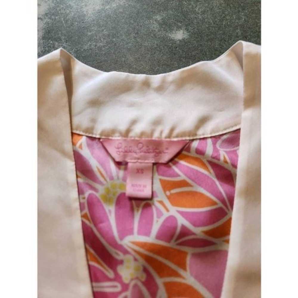 Lilly Pulitzer pink,orange &white silk dress sz XS - image 2