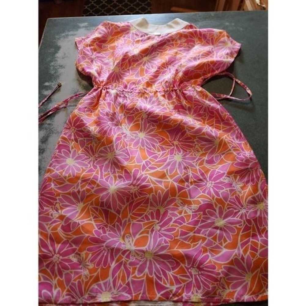 Lilly Pulitzer pink,orange &white silk dress sz XS - image 4