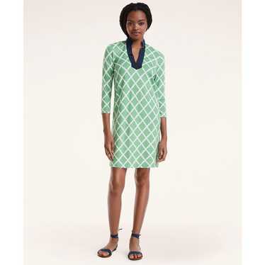 Brooks Brothers Ponte Mock Neck Printed Dress Gre… - image 1