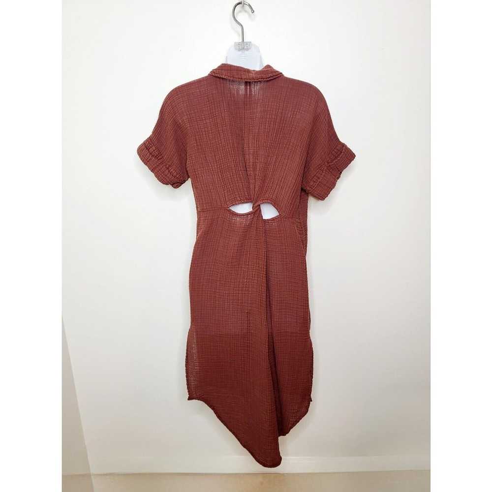 Anthropologie Midi Dress Small Brown Gauze Button… - image 12