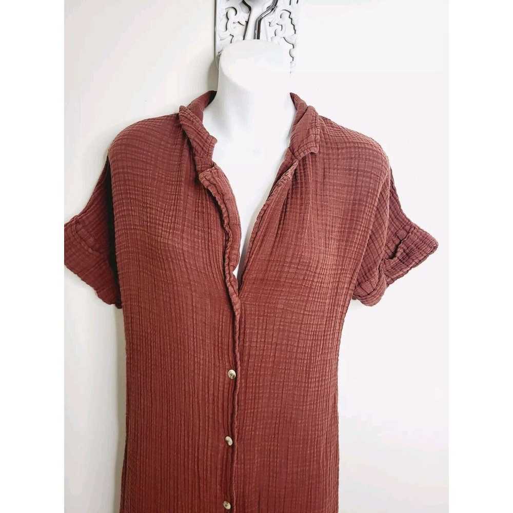 Anthropologie Midi Dress Small Brown Gauze Button… - image 4