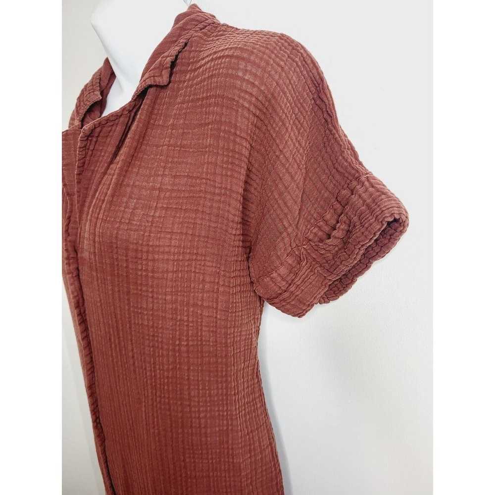 Anthropologie Midi Dress Small Brown Gauze Button… - image 5