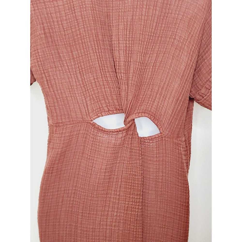 Anthropologie Midi Dress Small Brown Gauze Button… - image 9