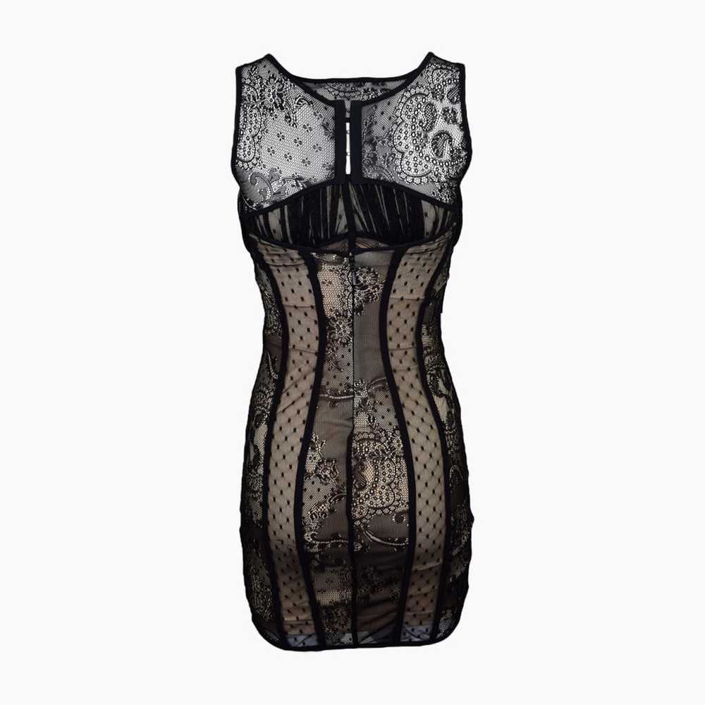 Bebe ✦ Black & Beige Lace Bodycon Dress - image 3