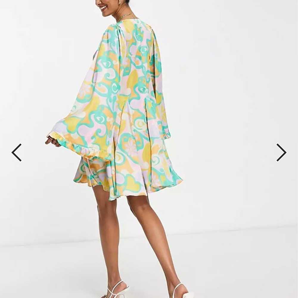 ASOS DESIGN mini smock dress with godets and flar… - image 3