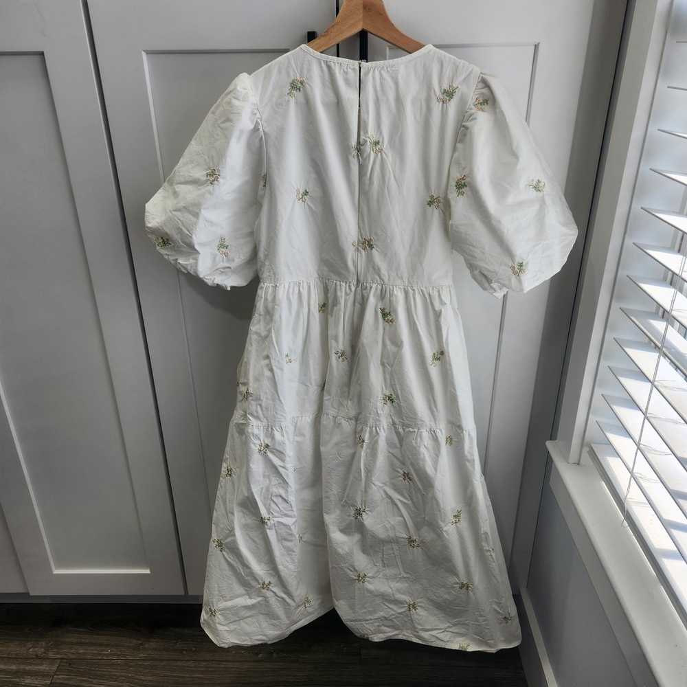 Moodie White Embroidered Poplin Midi Dress Puff S… - image 12
