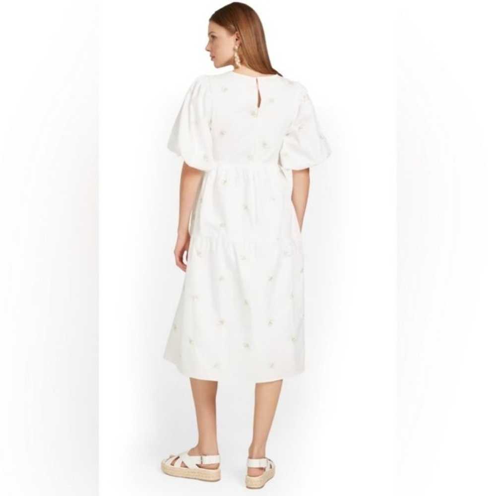 Moodie White Embroidered Poplin Midi Dress Puff S… - image 3