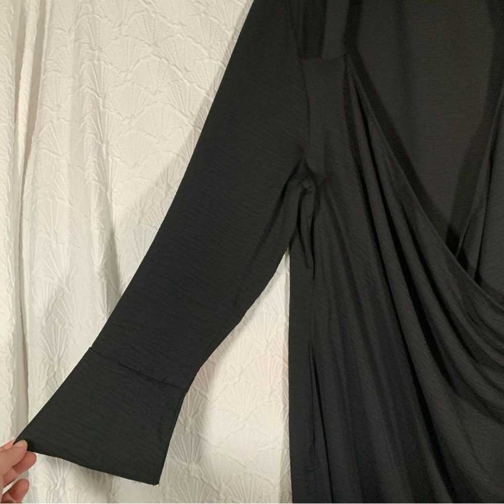 ASOS Design Curve Black Faux Wrap Collared Dress … - image 2